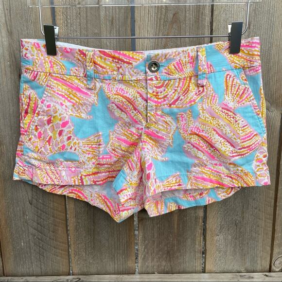 Lilly Pulitzer Walsh Shorts Breakwater Blue Tini Bikini Tropical Summer Size 4 - Picture 1 of 9